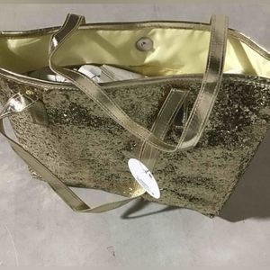 Gold Glitter LuLu Girls Magnetic Snap Bag with Interior Pockets